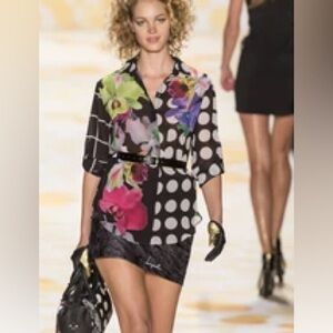 Desigual Gray and White Patterned Blouse